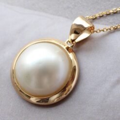 Natural Mabe Pearl Pendant Necklace Sterling Silver|Statement Minimalist Mabe Pearl Pendant|Unique white mabe Pearl Pendant|Handmade Jewelry