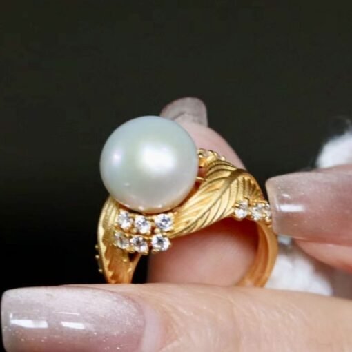 Natural Pearl Ring Silver|Antique Vintage Pearl ring gold|Dome Pearl ring|June Birthstone Pearl ring|10mm PearlUnique pearl ring women - Image 6
