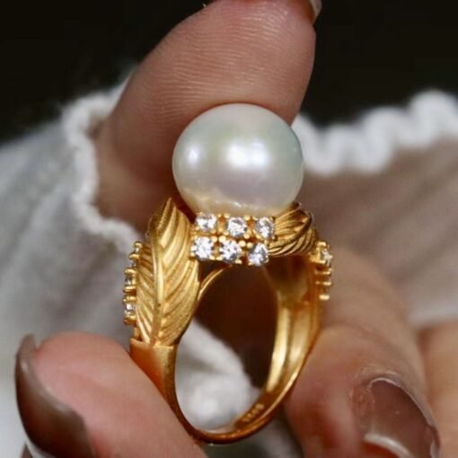Natural Pearl Ring Silver|Antique Vintage Pearl ring gold|Dome Pearl ring|June Birthstone Pearl ring|10mm PearlUnique pearl ring women - Image 8