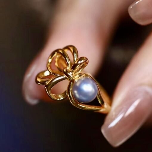 Unique Natural Pearl Ring Silver|Antique Vintage Pearl ring gold|Statement Pearl ring|June Birthstone Pearl ring|6mm Pearlpearl ring women