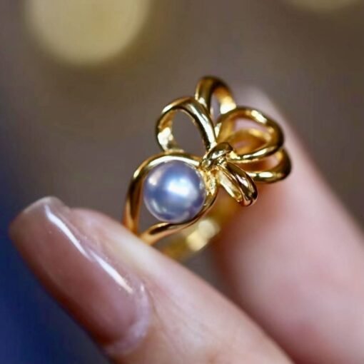 Unique Natural Pearl Ring Silver|Antique Vintage Pearl ring gold|Statement Pearl ring|June Birthstone Pearl ring|6mm Pearlpearl ring women - Image 2