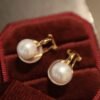 Unique Pearl Clip on Earrings Silver|Natural Real Pearl Studs Earrings|Dainty Modern Pearl Earrings Art Deco Pearl Earring Women|7mm