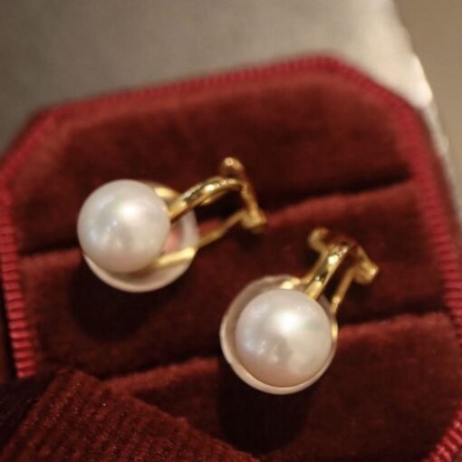 Unique Pearl Clip on Earrings Silver|Natural Real Pearl Studs Earrings|Dainty Modern Pearl Earrings Art Deco Pearl Earring Women|7mm