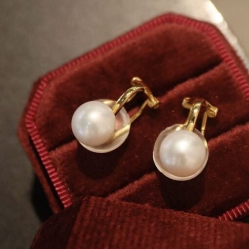 Unique Pearl Clip on Earrings Silver|Natural Real Pearl Studs Earrings|Dainty Modern Pearl Earrings Art Deco Pearl Earring Women|7mm - Image 2