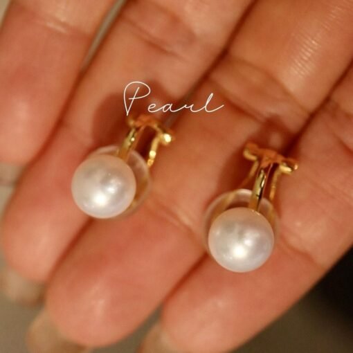 Unique Pearl Clip on Earrings Silver|Natural Real Pearl Studs Earrings|Dainty Modern Pearl Earrings Art Deco Pearl Earring Women|7mm - Image 3