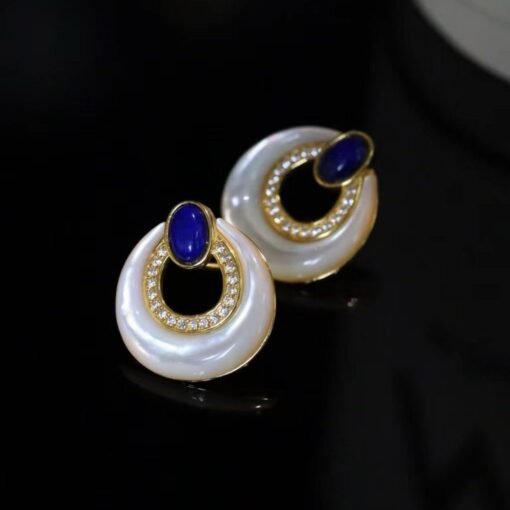 Genuine Lapis Lazuli Stud Earring silver|Donut lapis lazuli DangleRing Lapis Lazuli EarringUnique blue gemstone StudVintage Drop Earring - Image 8