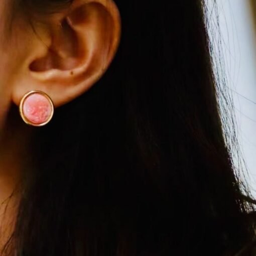 Unique Angel Pink Queen Conch Shell Earrings|Pink Sea Shell Stud Earrings sliver|Untreated Pink Gemstone Earrings|Handmade earring women - Image 4