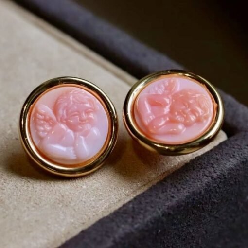 Unique Angel Pink Queen Conch Shell Earrings|Pink Sea Shell Stud Earrings sliver|Untreated Pink Gemstone Earrings|Handmade earring women - Image 7