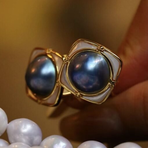 Natural Mabe Pearl Studs Earrings s925 Silver|Mabe Pearl Jewelry Women|Latch Back Mabe Pearl Studs|Bezel Pearl Studs|Vintage stud silver - Image 6