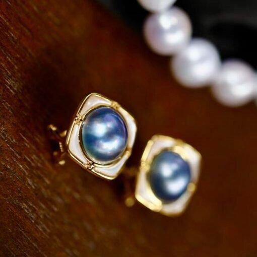 Natural Mabe Pearl Studs Earrings s925 Silver|Mabe Pearl Jewelry Women|Latch Back Mabe Pearl Studs|Bezel Pearl Studs|Vintage stud silver - Image 8