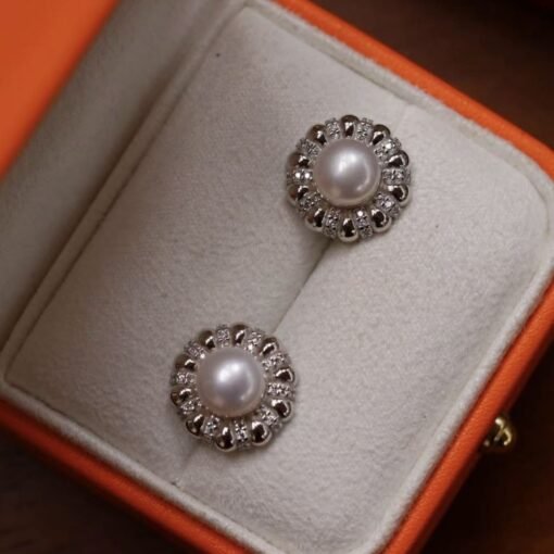 Genuine Pearl Studs Earrings s925 Silver|Unique Vintage Pearl Earring Women|Art deco Pearl Earrings|Handmade Antique Pearl Earring6mm pearl - Image 6