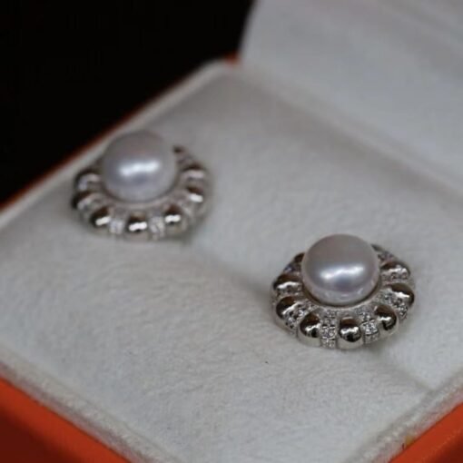 Genuine Pearl Studs Earrings s925 Silver|Unique Vintage Pearl Earring Women|Art deco Pearl Earrings|Handmade Antique Pearl Earring6mm pearl - Image 5