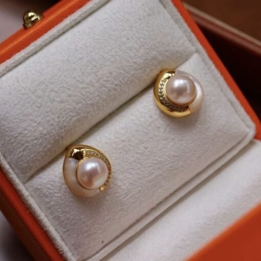 Genuine Vintage Freshwater Pearl Studs Earrings gold|Natural Pearl Jewelry silver|Unique Pearl Studs Earrings|Perfect Wedding earrings women - Image 7