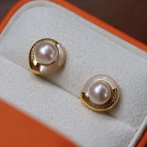 Genuine Vintage Freshwater Pearl Studs Earrings gold|Natural Pearl Jewelry silver|Unique Pearl Studs Earrings|Perfect Wedding earrings women - Image 3