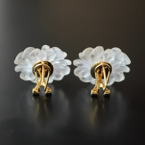 Natural White Quartz Petal Stud Earrings/Unique Floral Gemstone Earrings/Hand Carved Flower Rock Quartz Earrings|Statement big Earring Women - Image 5