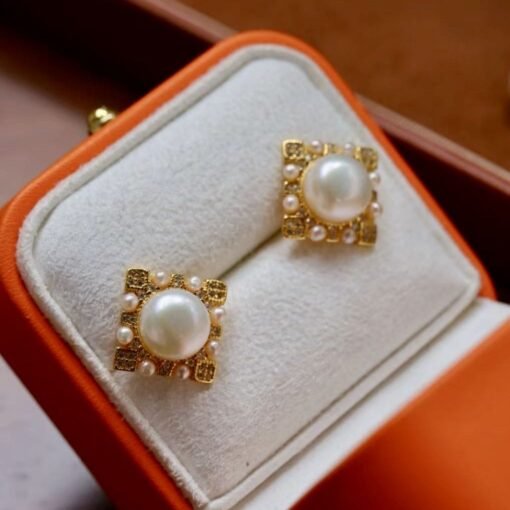 Natural vintage pearl stud earrings sterling silver|Real Antique Pearl Studs Earrings gold|Art deco Pearl Earring|Handmade Gemstone Earrings - Image 3