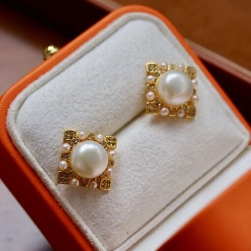 Natural vintage pearl stud earrings sterling silver|Real Antique Pearl Studs Earrings gold|Art deco Pearl Earring|Handmade Gemstone Earrings - Image 7