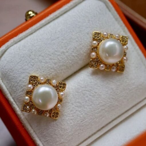 Natural vintage pearl stud earrings sterling silver|Real Antique Pearl Studs Earrings gold|Art deco Pearl Earring|Handmade Gemstone Earrings - Image 8