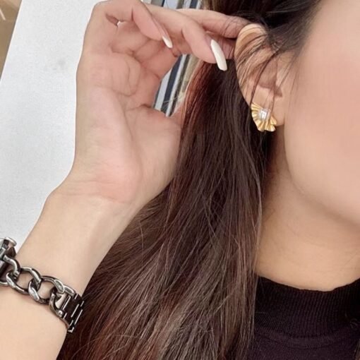 Vintage Petal pearl stud earrings gold plated silver|Real Pearl Studs Earrings gold|Antique Floral Pearl Earrings|Handmade Gemstone Earrings - Image 6