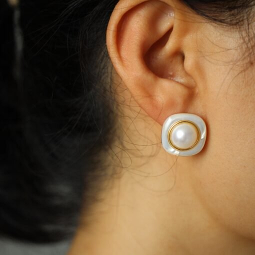 Natural Pearl Studs Earrings With Mabe|Charm Pearl Jewelry|Unique Pearl Studs Earrings|Real Pearl Earrings|Perfect Wedding earrings women - Image 6