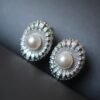 Unique Seawater Akoya Pearl Studs Earrings s925 Silver|Natural Pearl Earring Women|Art deco Pearl Stud Women|Handmade Vintage Pearl Earrings