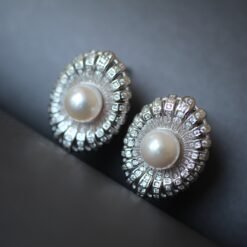 Unique Seawater Akoya Pearl Studs Earrings s925 Silver|Natural Pearl Earring Women|Art deco Pearl Stud Women|Handmade Vintage Pearl Earrings