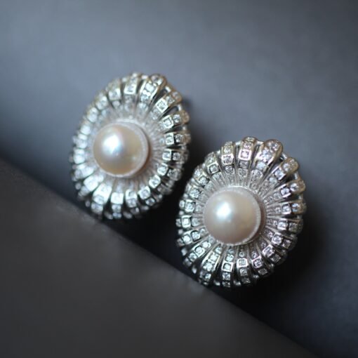 Unique Seawater Akoya Pearl Studs Earrings s925 Silver|Natural Pearl Earring Women|Art deco Pearl Stud Women|Handmade Vintage Pearl Earrings
