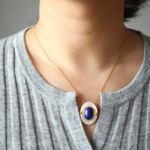 Genuine Lapis Lazuli Jewelry set silver|Statement lapis lazuli PendantVintage Lapis LazuliUnique September birthstone earring women - Image 6