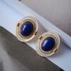 Genuine Lapis Lazuli Jewelry set silver|Statement lapis lazuli PendantVintage Lapis LazuliUnique September birthstone earring women