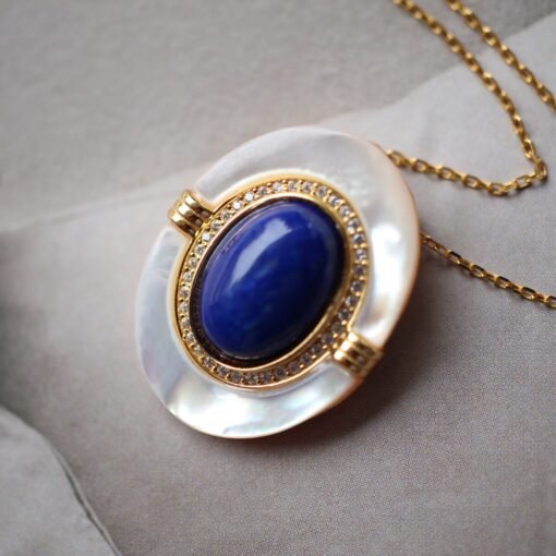 Genuine Lapis Lazuli Jewelry set silver|Statement lapis lazuli PendantVintage Lapis LazuliUnique September birthstone earring women - Image 3