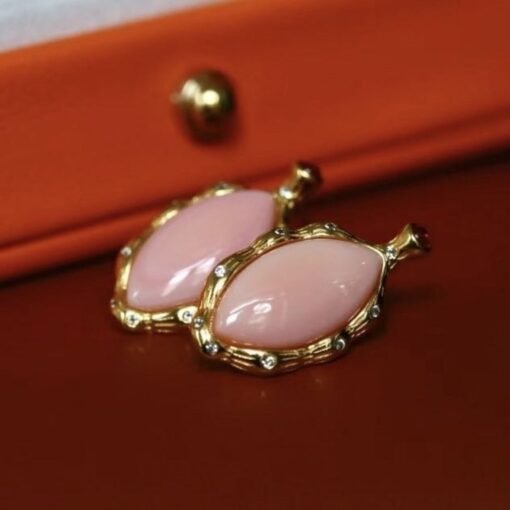 Natural Pink Queen Conch Shell stud earring gold plated silver|Statement Pink Gemstone Jewelry|Unique Earring For Her|Vintage Stud Earring - Image 6