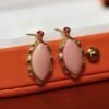 Natural Pink Queen Conch Shell stud earring gold plated silver|Statement Pink Gemstone Jewelry|Unique Earring For Her|Vintage Stud Earring