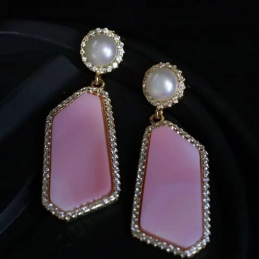 Genuine Pearl stud earring s925 silver|Vintage Pink Gemstone Jewelry|Unique Pearl Earring For Her|Real pearl earring|Bezel set Earring women - Image 8
