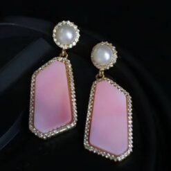 Genuine Pearl stud earring s925 silver|Vintage Pink Gemstone Jewelry|Unique Pearl Earring For Her|Real pearl earring|Bezel set Earring women
