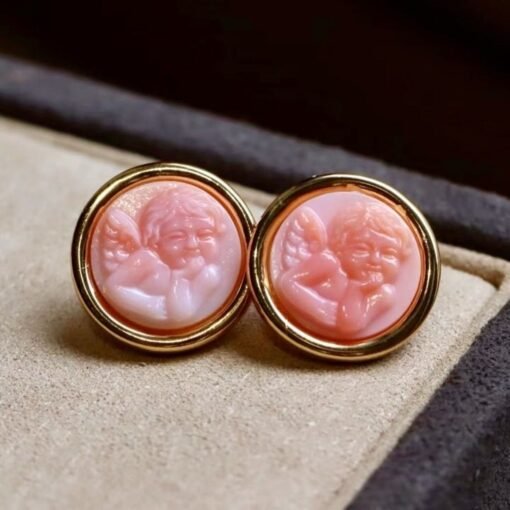 Unique Angel Pink Queen Conch Shell Earrings|Pink Sea Shell Stud Earrings sliver|Untreated Pink Gemstone Earrings|Handmade earring women - Image 5