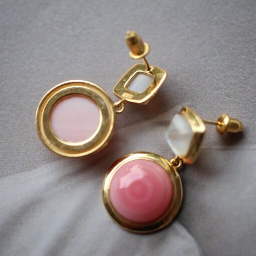 Pink Conch Pink Shell Earrings|Unique Pink Gem stud Earring|Untreated Pink Smooth Round Shell Earrings|Pink Queen Conch Shell Earrings women - Image 6