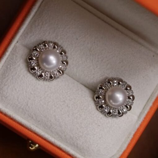Genuine Pearl Studs Earrings s925 Silver|Unique Vintage Pearl Earring Women|Art deco Pearl Earrings|Handmade Antique Pearl Earring6mm pearl - Image 2