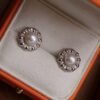 Genuine Pearl Studs Earrings s925 Silver|Unique Vintage Pearl Earring Women|Art deco Pearl Earrings|Handmade Antique Pearl Earring6mm pearl
