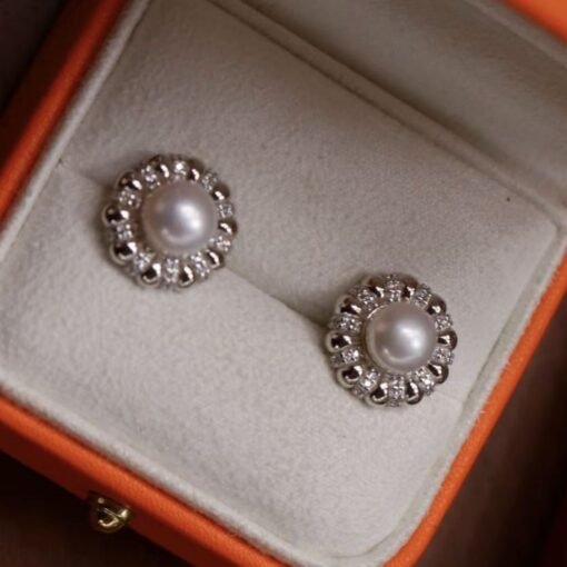 Genuine Pearl Studs Earrings s925 Silver|Unique Vintage Pearl Earring Women|Art deco Pearl Earrings|Handmade Antique Pearl Earring6mm pearl