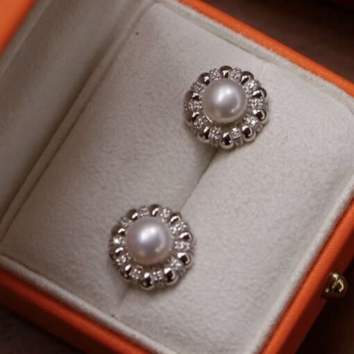 Genuine Pearl Studs Earrings s925 Silver|Unique Vintage Pearl Earring Women|Art deco Pearl Earrings|Handmade Antique Pearl Earring6mm pearl - Image 3