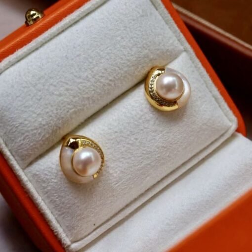 Genuine Vintage Freshwater Pearl Studs Earrings gold|Natural Pearl Jewelry silver|Unique Pearl Studs Earrings|Perfect Wedding earrings women - Image 4