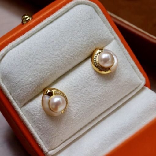 Genuine Vintage Freshwater Pearl Studs Earrings gold|Natural Pearl Jewelry silver|Unique Pearl Studs Earrings|Perfect Wedding earrings women - Image 5