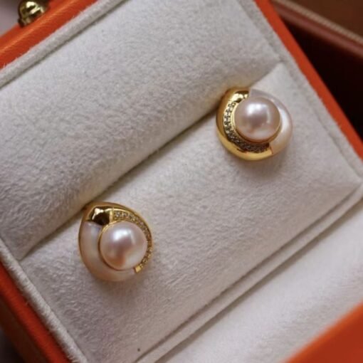Genuine Vintage Freshwater Pearl Studs Earrings gold|Natural Pearl Jewelry silver|Unique Pearl Studs Earrings|Perfect Wedding earrings women - Image 8