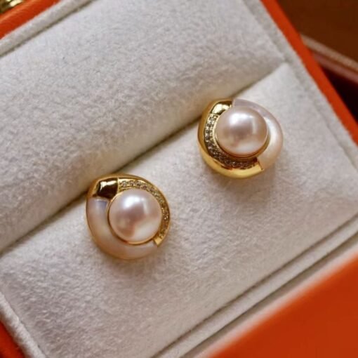 Genuine Vintage Freshwater Pearl Studs Earrings gold|Natural Pearl Jewelry silver|Unique Pearl Studs Earrings|Perfect Wedding earrings women - Image 2