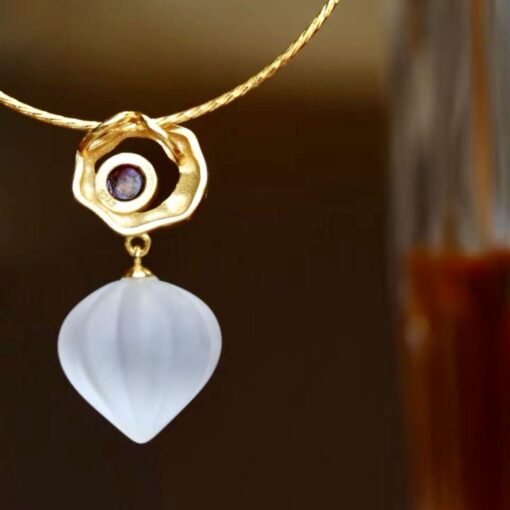 Natural amethyst pendant necklace women/Minimalist unique Quartz pendant silver/Art deco Pendent necklace|Handmade modern amethyst pendant - Image 5