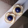 Genuine Lapis Lazuli Stud Earring sterling silver|Floral petal Lapis Lazuli EarringUnique September birthstone jewelry earrings women