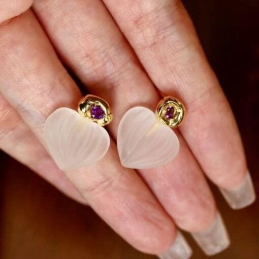 Natural Quartz with Amethyst Teardrop Earrings silver/Unique Chunky Quartz Drop Earrings Women/Art Deco Modern Statement Quartz Earrings - Image 8