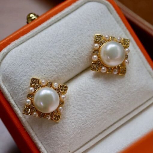 Natural vintage pearl stud earrings sterling silver|Real Antique Pearl Studs Earrings gold|Art deco Pearl Earring|Handmade Gemstone Earrings - Image 6