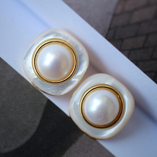 Natural Pearl Studs Earrings With Mabe|Charm Pearl Jewelry|Unique Pearl Studs Earrings|Real Pearl Earrings|Perfect Wedding earrings women