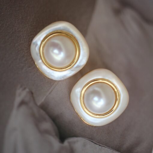 Natural Pearl Studs Earrings With Mabe|Charm Pearl Jewelry|Unique Pearl Studs Earrings|Real Pearl Earrings|Perfect Wedding earrings women - Image 2